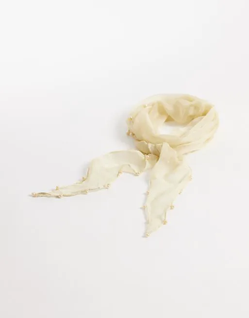 

Шарф цвета слоновой кости с жемчужной кромкой Accessorize