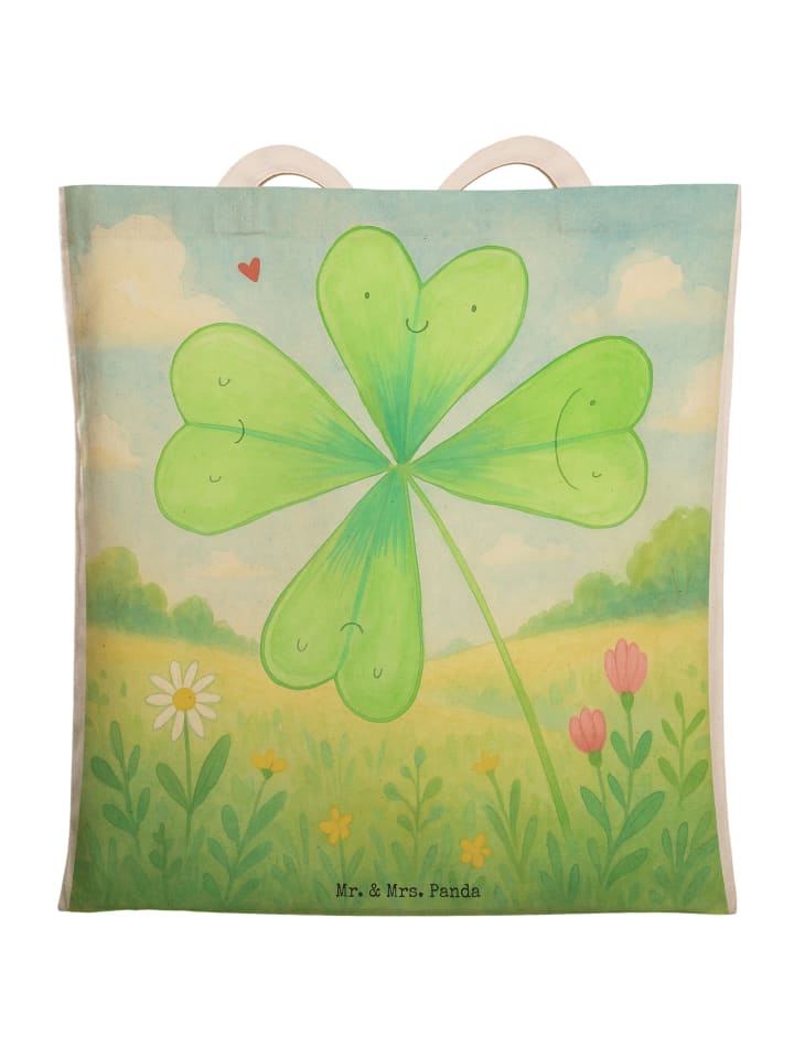 

Mr. & Mrs. Panda Сумка-шоппер с рисунком в виде цветов и клевера, без надписи, белого цвета