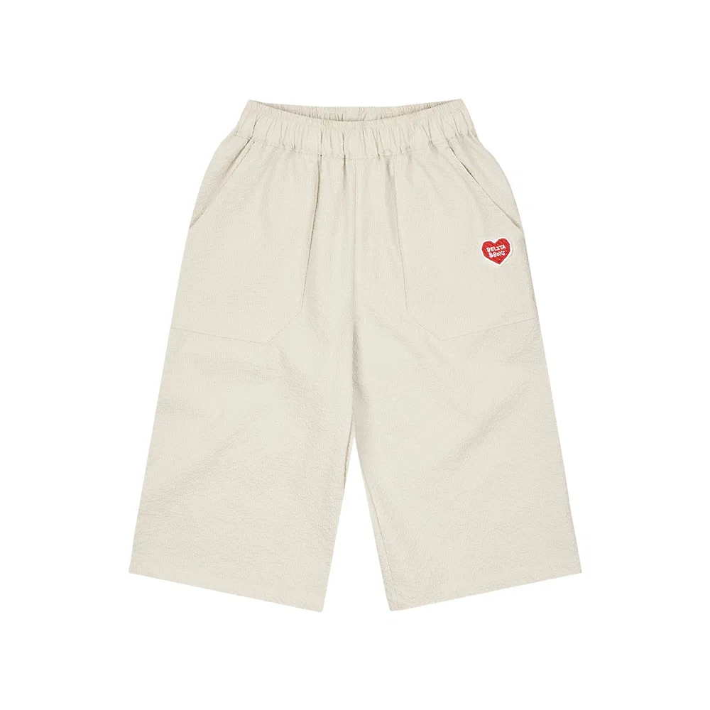 Детские брюки 7/10 длины Bb Heart Patch Poly Seersucker кремовые от Belita&Boys — фото 2