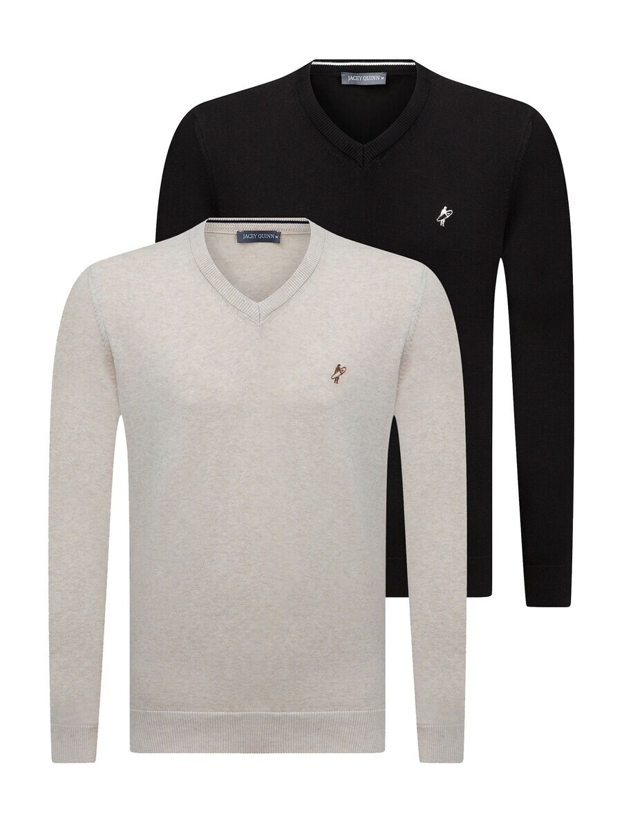 

Свитер с v-образным вырезом Jacey Quinn Sweater, цвет beige/black