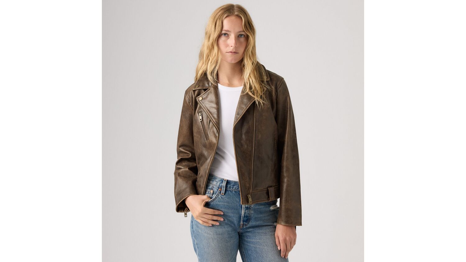 

Мотокуртка из натуральной кожи Levi's, Shitake - Brown