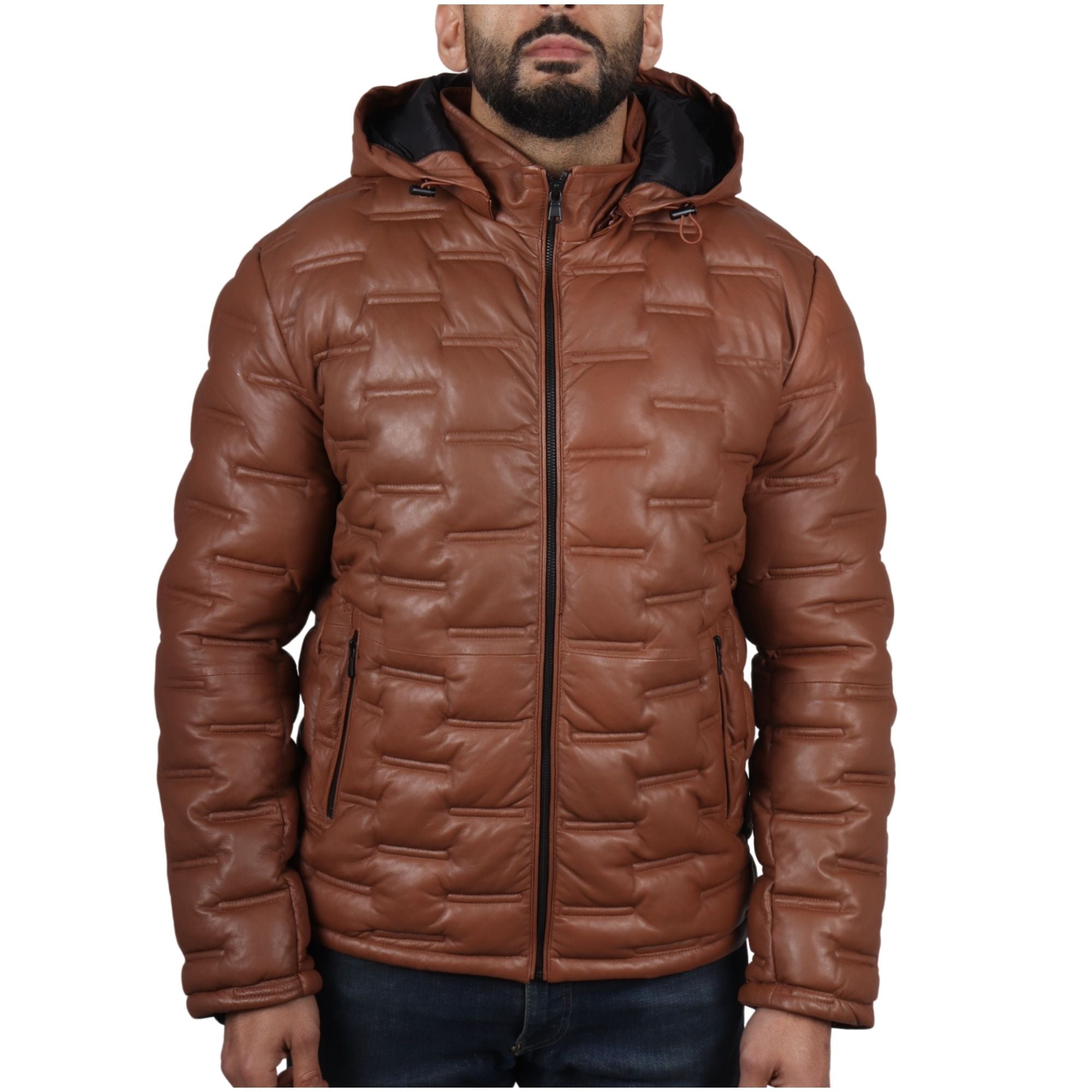 

Стеганая куртка из натуральной кожи с капюшоном TruClothing, цвет tan