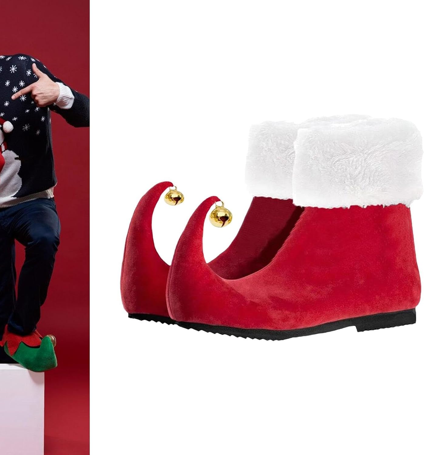 Рождественские ботиночки Colaxi Elf Shoes: очаровательные ботиночки для игр и нарядов, красный — фото 2