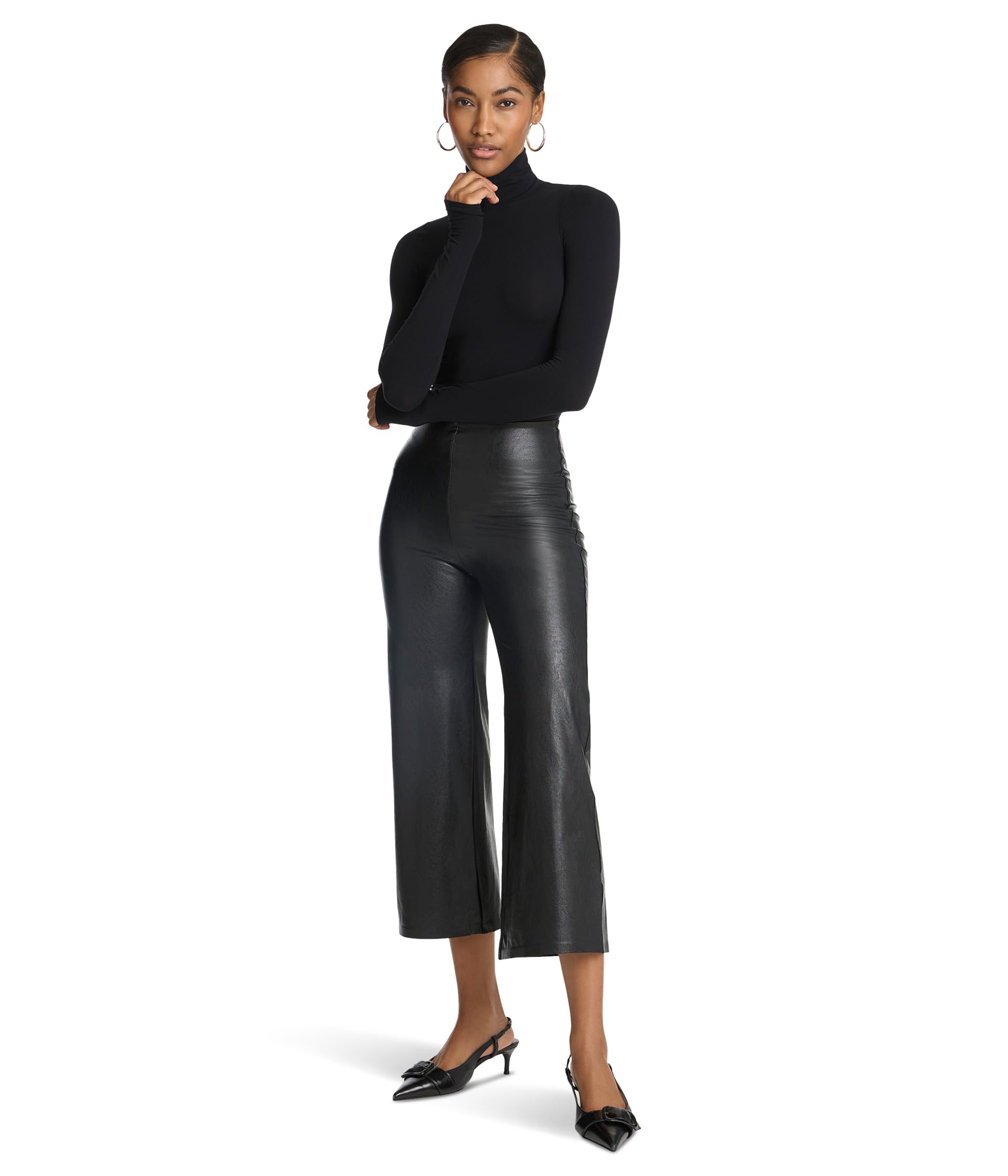 

Брюки Commando Faux Leather Cropped Wide Leg, черный