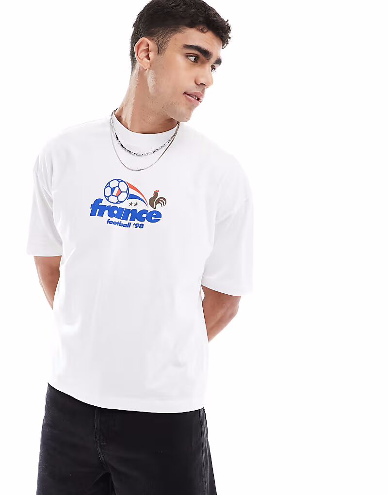 

Футболка свободного кроя ASOS DESIGN белого цвета с принтом France sport