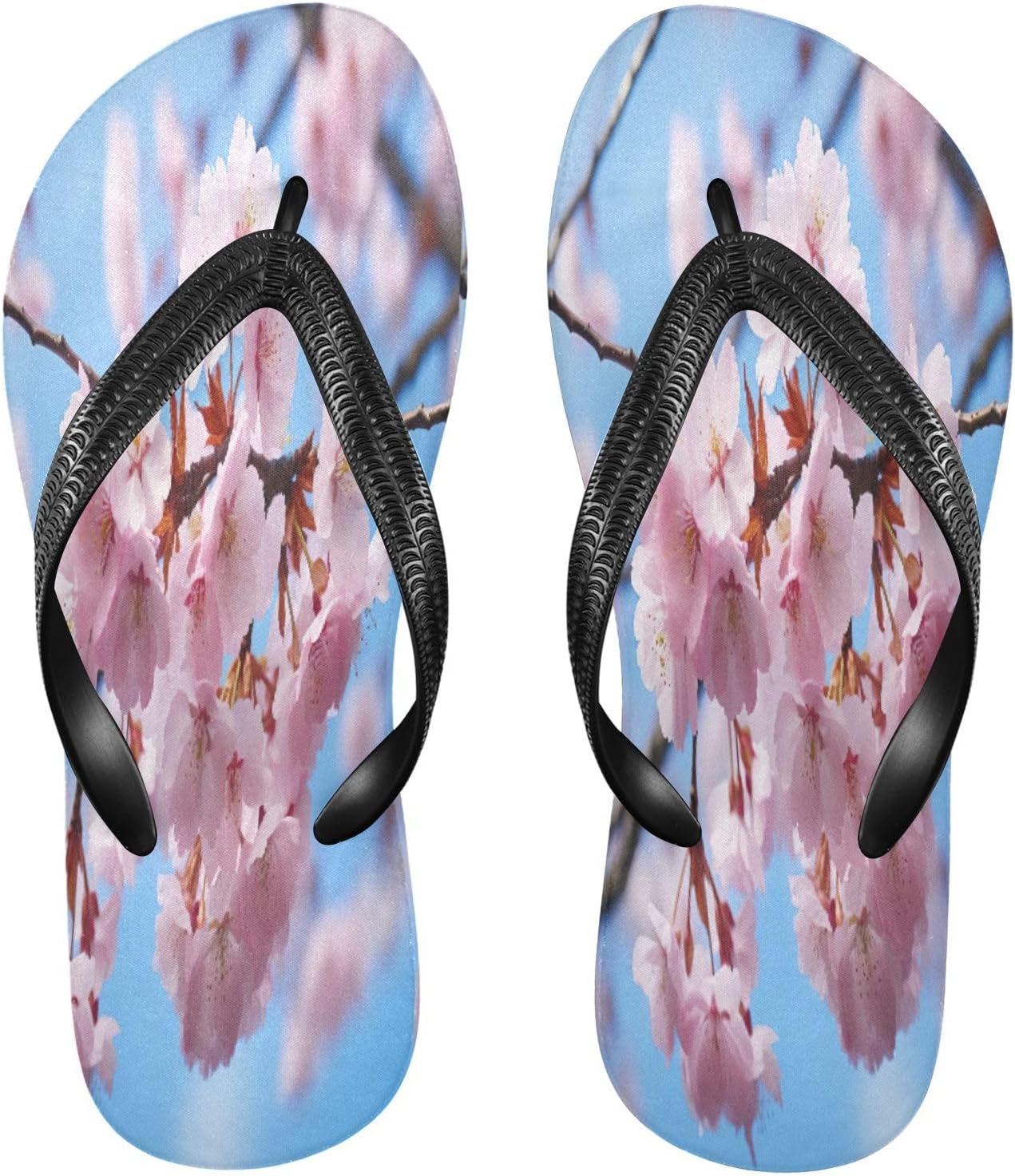 

Вьетнамки с цветущей вишней на ветке, пляжные шлепанцы, резиновые нескользящие летние тапочки для мужчин и женщин, для прогулок Sinestour, Cherry Blooms Branch