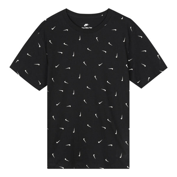 

Футболка Men's Nike Logo Full Print Round Neck Pullover Short Sleeve Black T-Shirt, черный