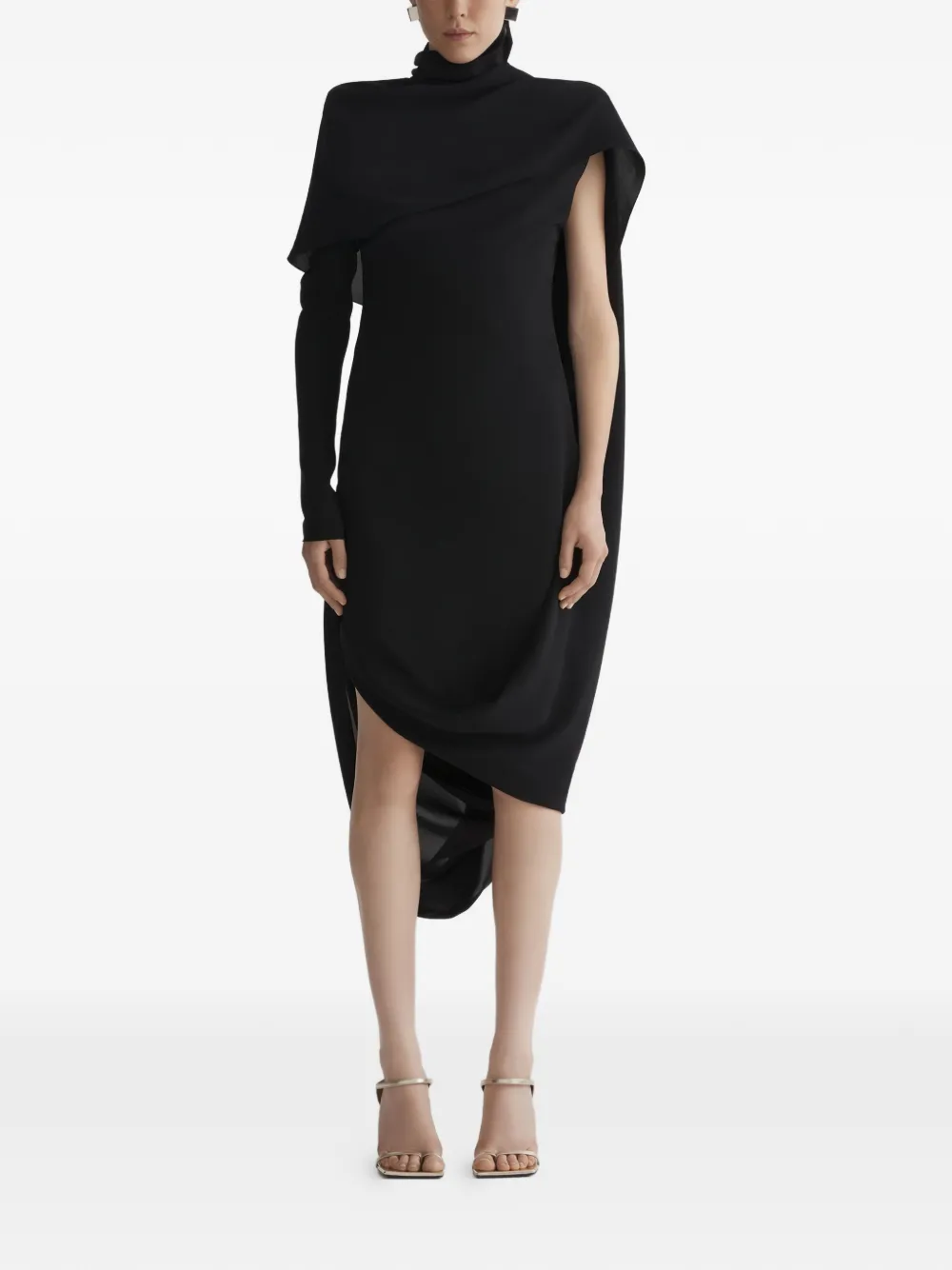 

Платье асимметричного кроя с высоким воротником Mugler, черный