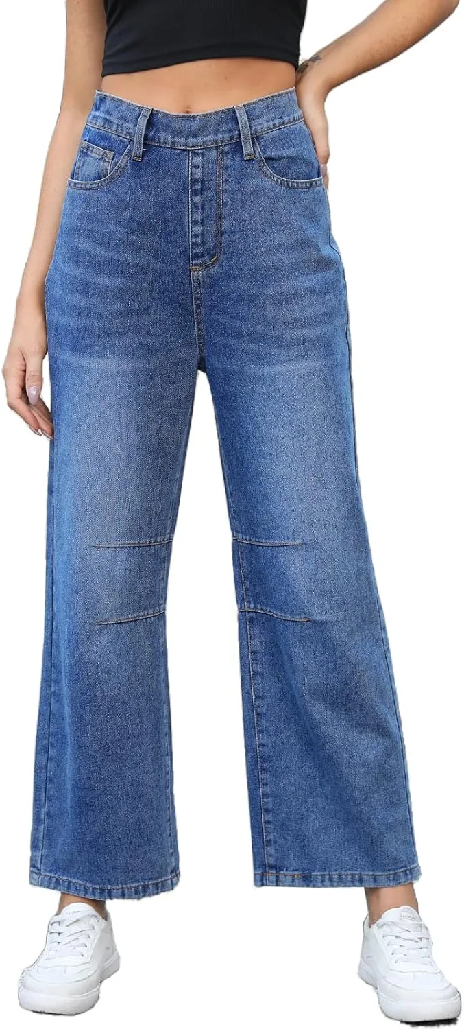 

Женские бойфренд джинсы с высокой талией и широкими штанинами Djeanxa