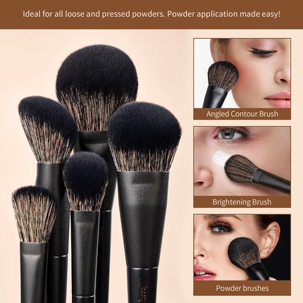 Набор кистей для макияжа 14pcs Black Kabuki Foundation — фото 3