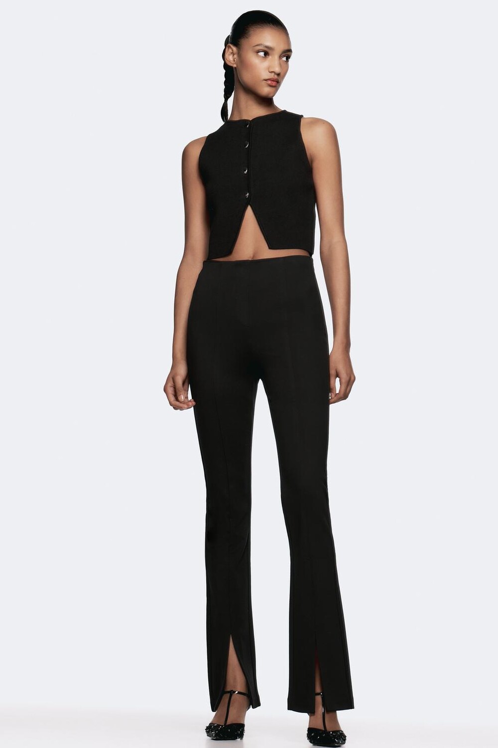 

Леггинсы с разрезами ZARA, черный