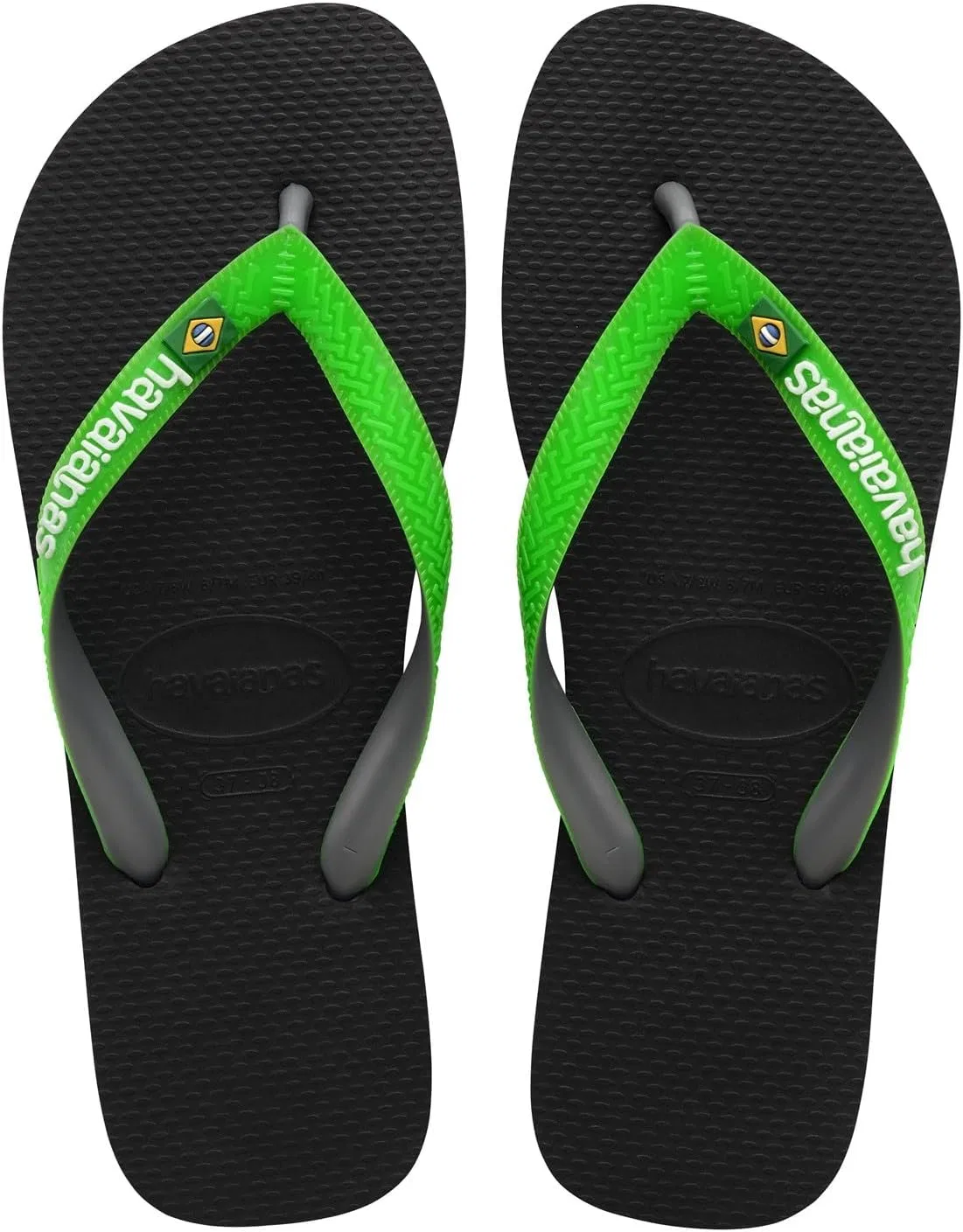 Вьетнамки Havaianas Damen Brasil Mix, Black Lime Green — фото 3