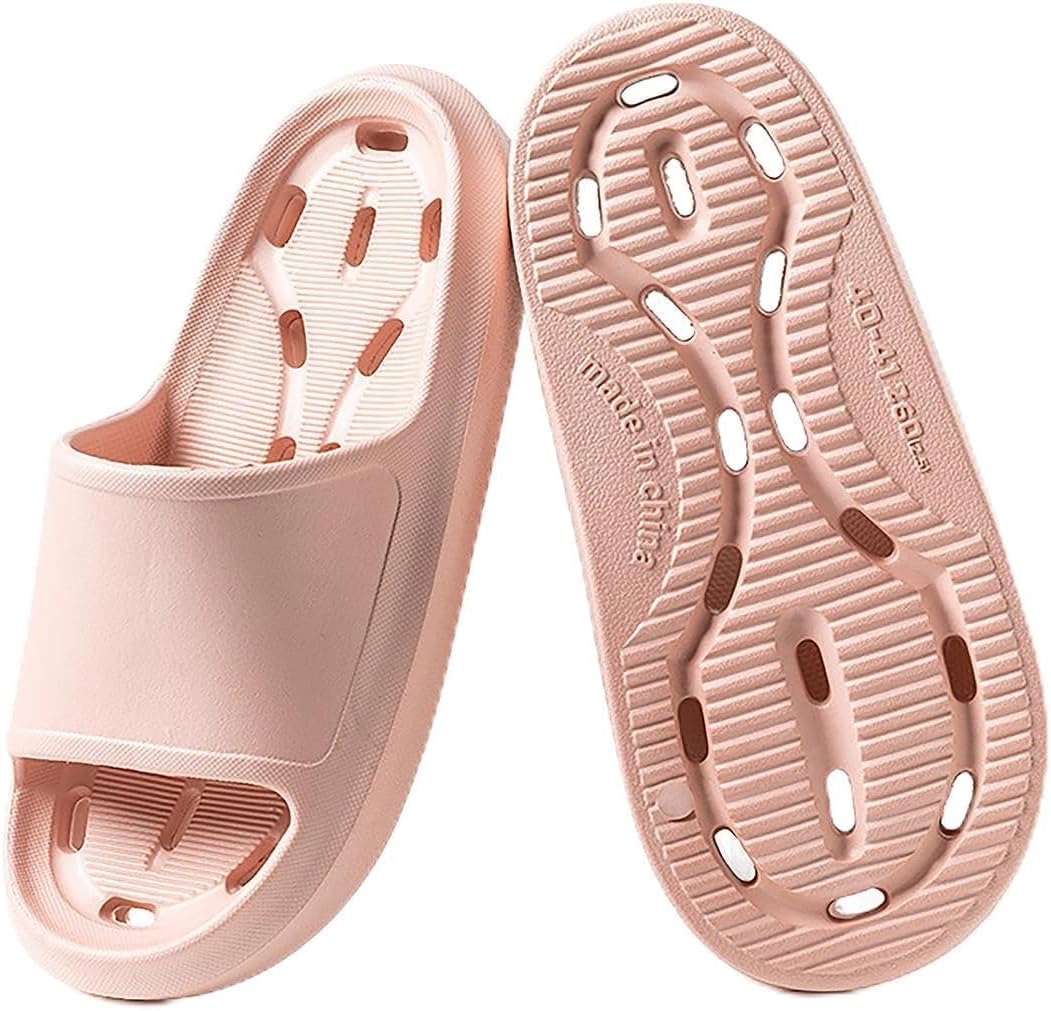 

Женские и мужские шлепанцы для душа oukisam, быстро сохнущие, легкая подошва, нескользящие шлепанцы для ванной, розовый