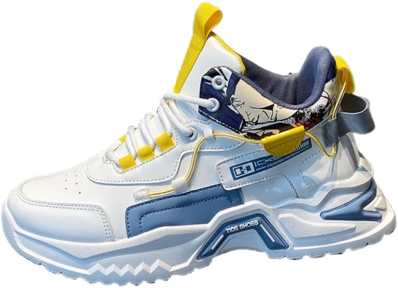 

Мужские спортивные кроссовки Fusecottc с толстой подошвой и высокой голенью - стильная повседневная обувь для тренировок и бега, с прочной конструкцией, синий