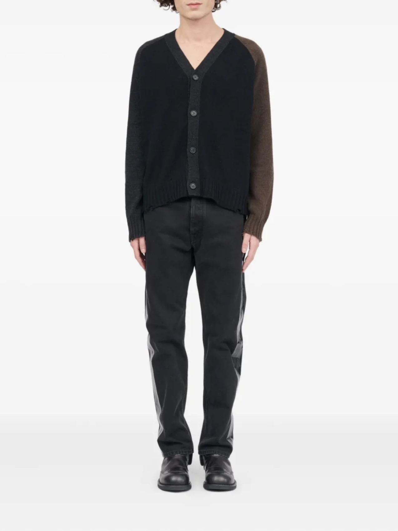 MM6 Maison Margiela кардиган с контрастными рукавами реглан, черный — фото 2