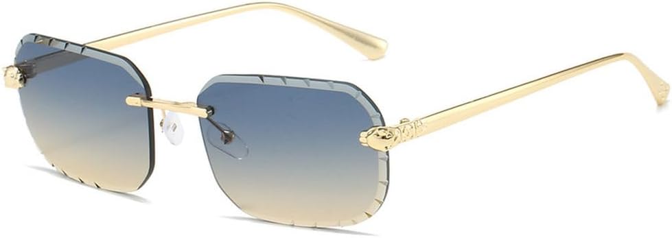 

Модные безрамочные металлические солнцезащитные очки для мужчин и женщин, прямоугольные солнцезащитные очки в стиле ретро, ​​очки для путешествий TKKTLLT, Gold Green Yellow