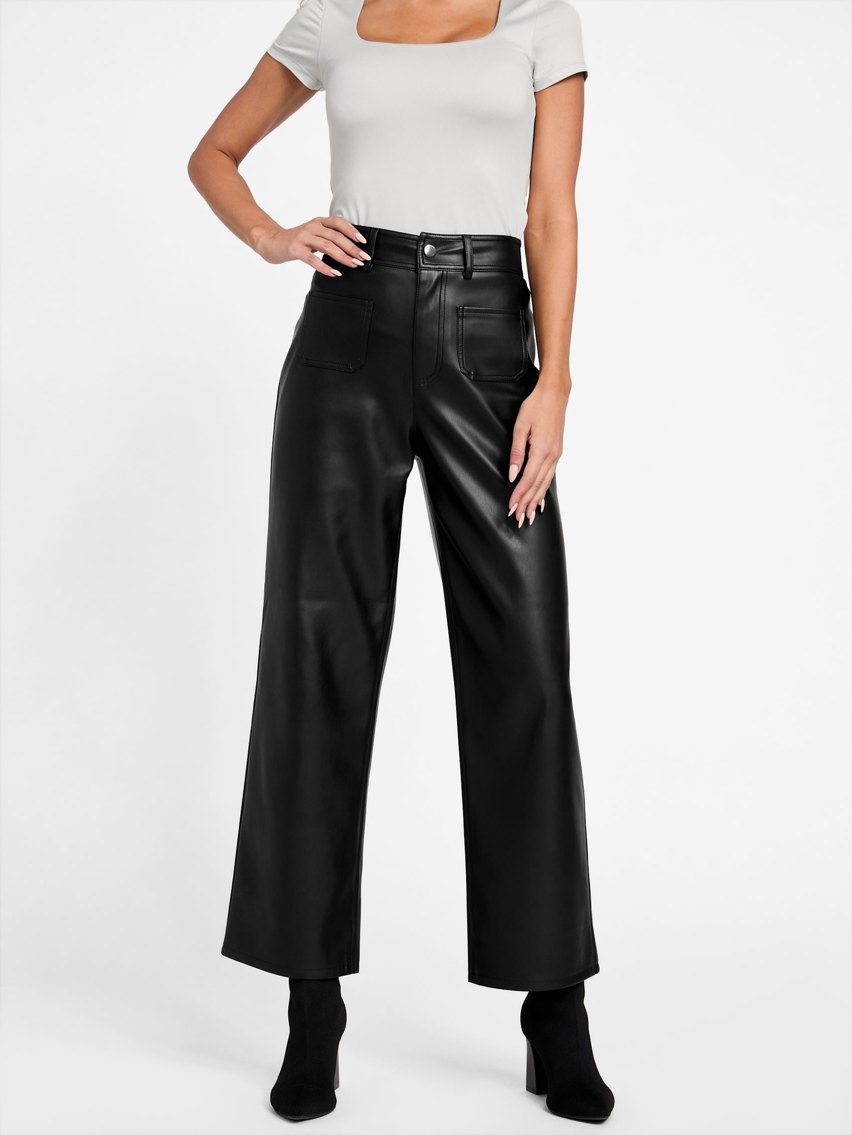 

Брюки из искусственной кожи Sandrine Guess Factory, черный