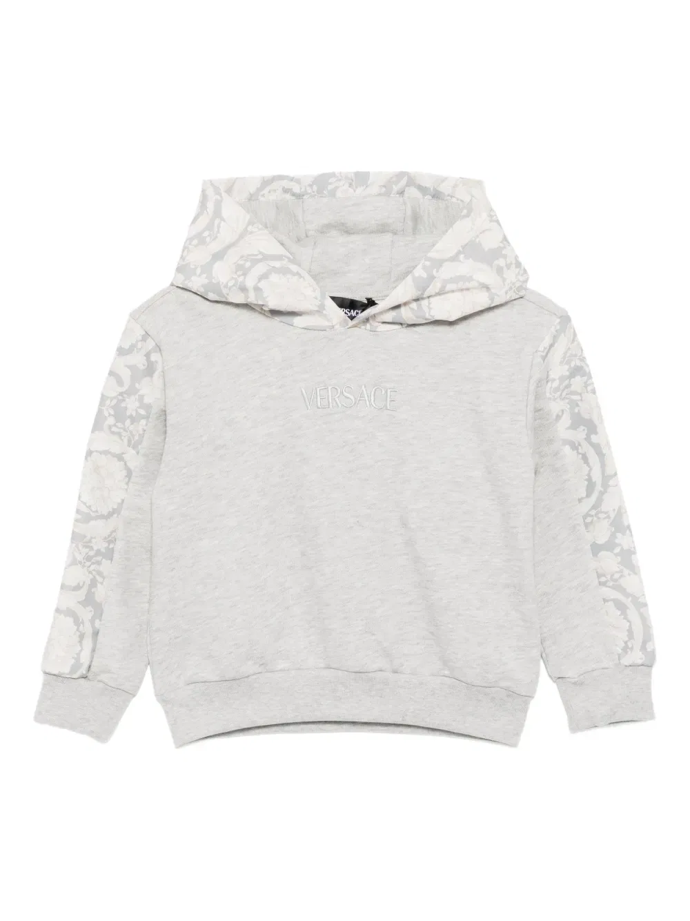 Худи с цветочным принтом Versace Kids, серый