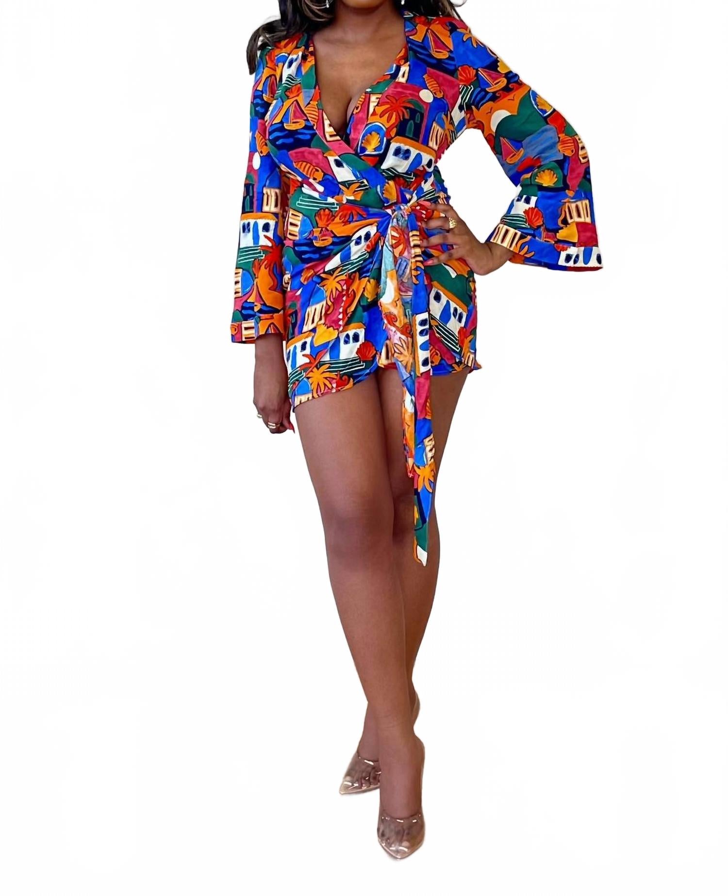 

Мини-платье-рап с Миконос в синем DRESS FORUM