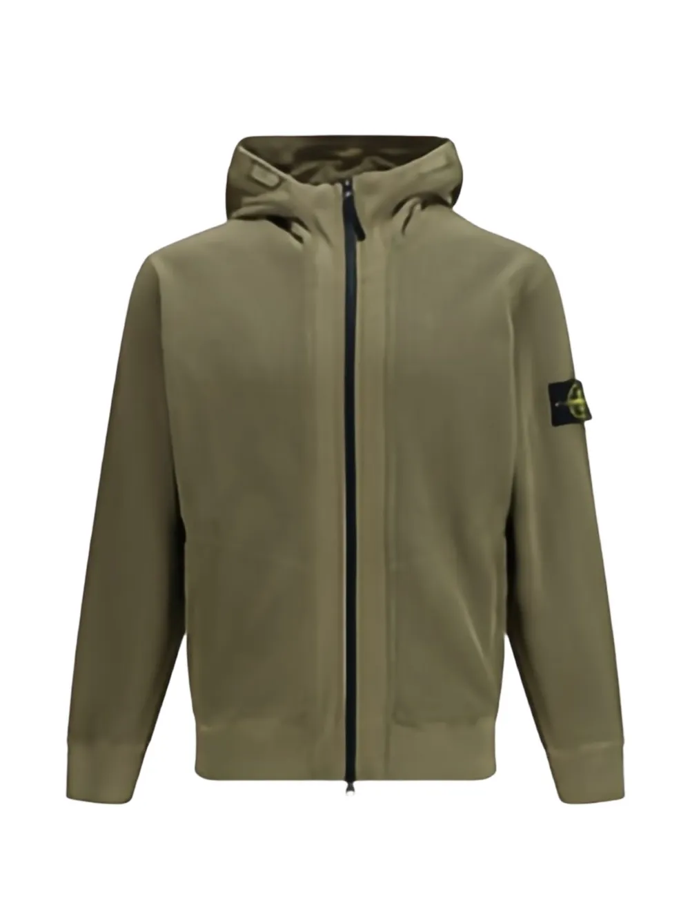 Толстовка на молнии с капюшоном из вафельной ткани Stone Island, зеленый