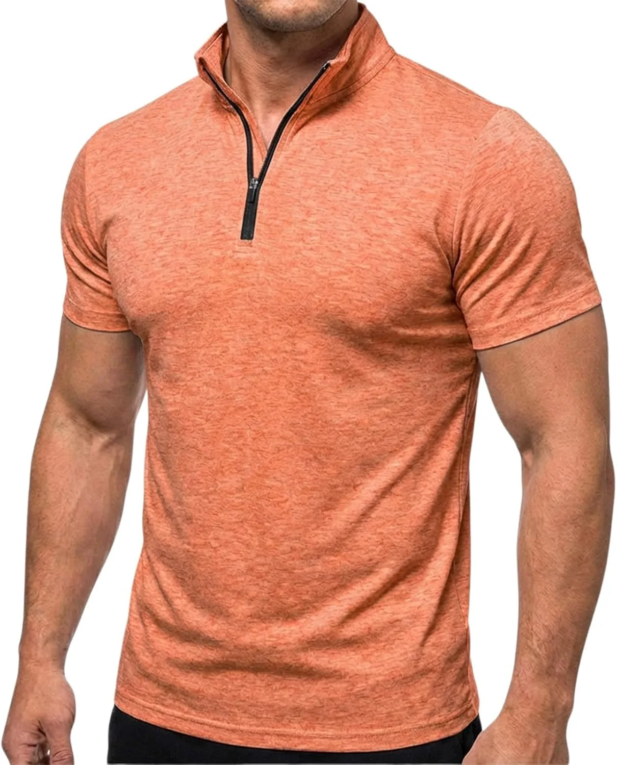 

Мужская поло с коротким рукавом и молнией, Muscle Fit, для гольфа и спорта