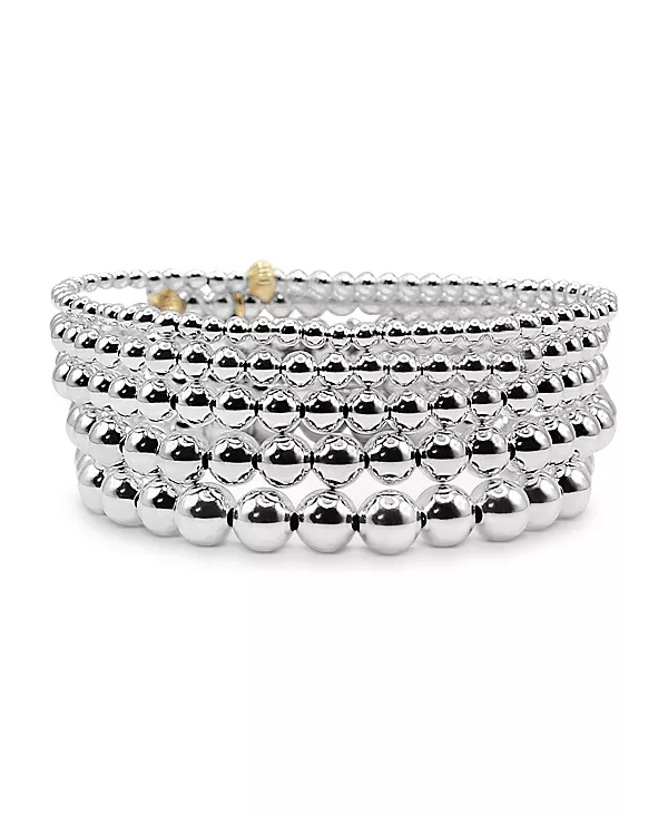 

Набор из 5 браслетов с шариками из стерлингового серебра 3 мм, 4 мм, 5 мм, 6 мм и 7 мм Bowood Lane, silver