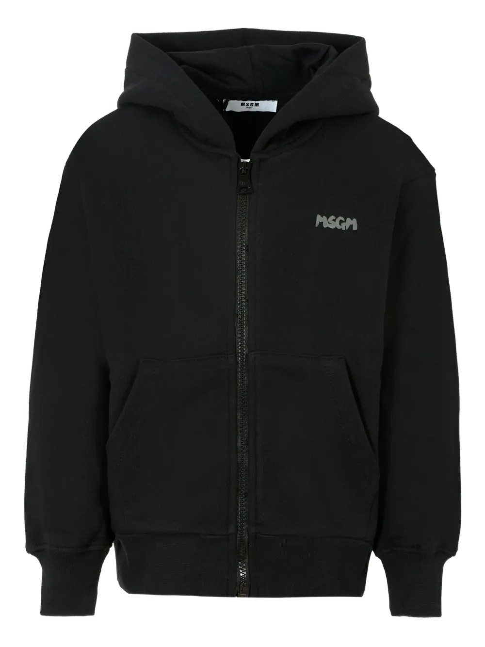 

Топ с капюшоном и застежкой-молнией с логотипом MSGM Kids, черный