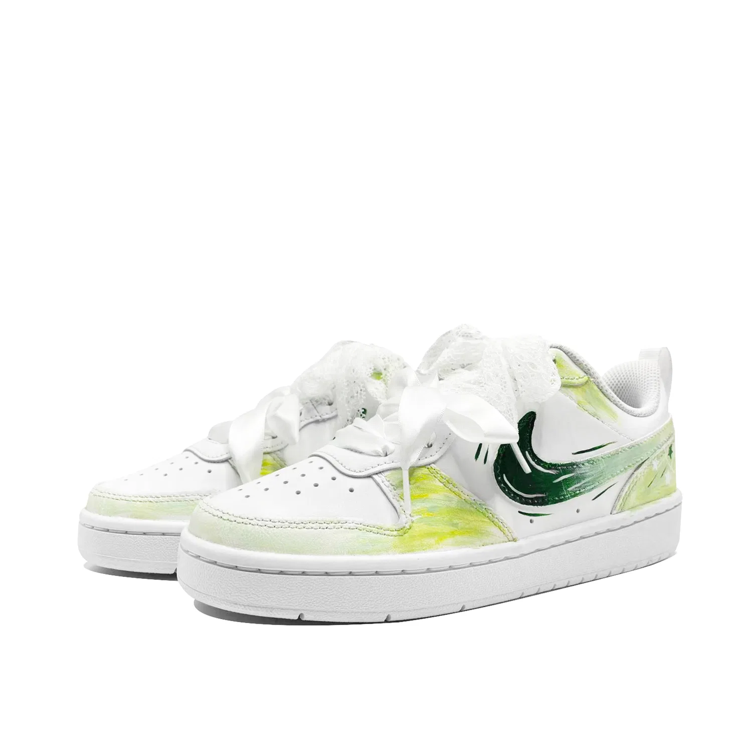 Кроссовки для скейтбординга Nike Court Borough Green Aurora Leather Low Top Teenagers Зеленый Белый — фото 4