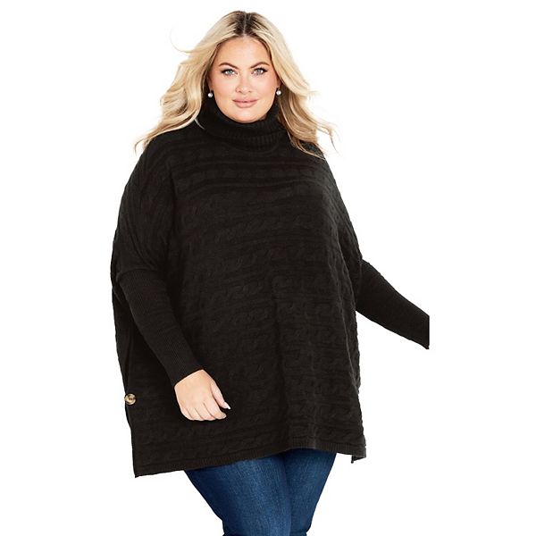 

Женский свитер-пончо Bella plus size Avenue, Black