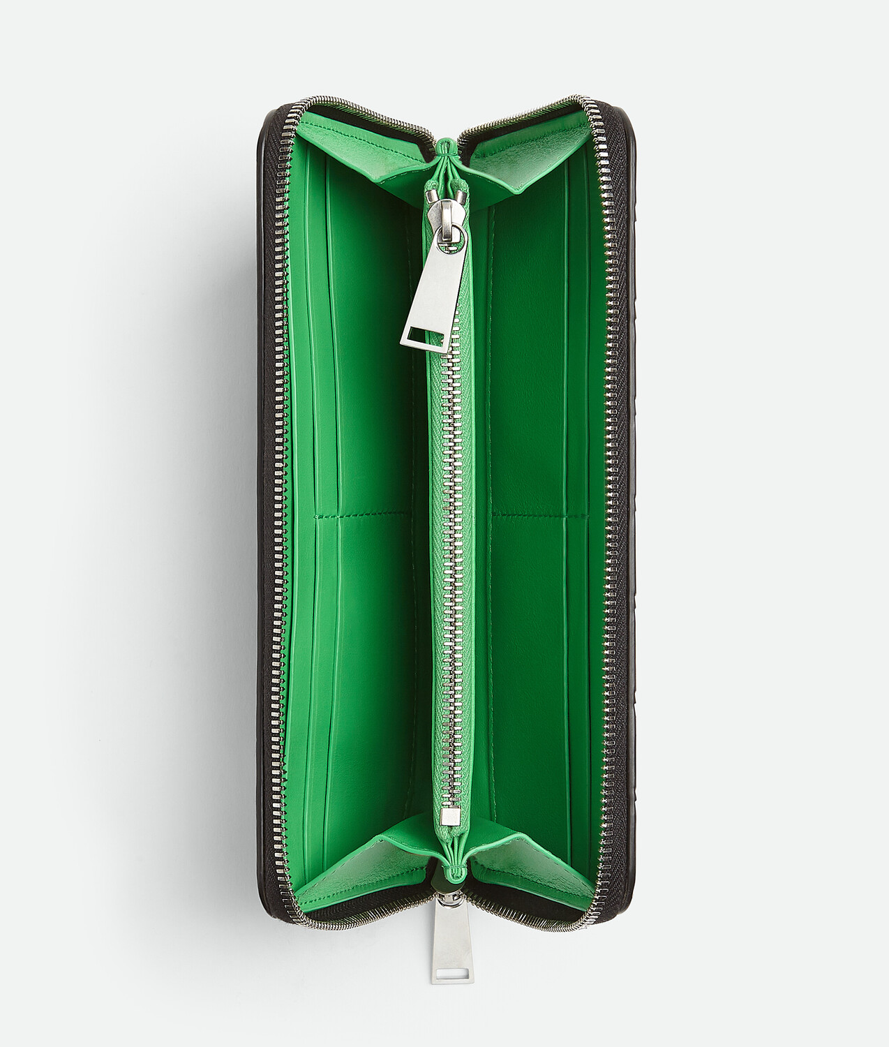 Intrecciato zip around wallet BOTTEGA VENETA, черная трава — фото 2