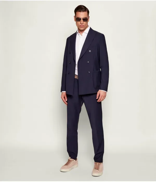 Шерстяные брюки P-Genius-CW-WG-261 slim fit Boss, темно-синий — фото 2