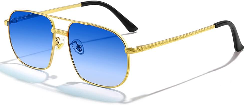 

Мужские солнцезащитные очки Polygon Driving Sunglasses, металлические солнцезащитные очки для мужчин, женские солнцезащитные очки с градиентным покрытием, защита от УФ-излучения UV400 LANGSER, C04 Gold Ocean Blue