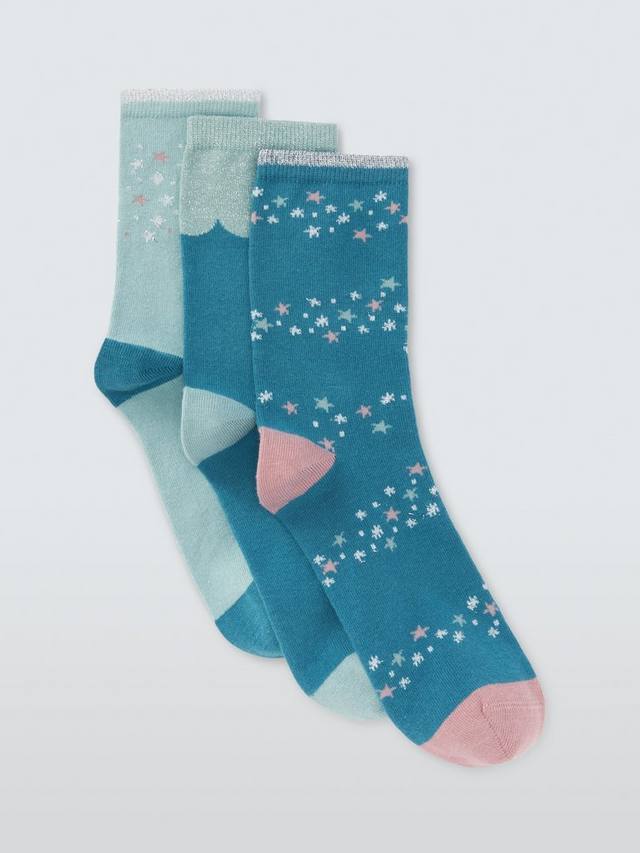 

Рождественские носки с падающими звездами John Lewis, Pack of 3, Blue