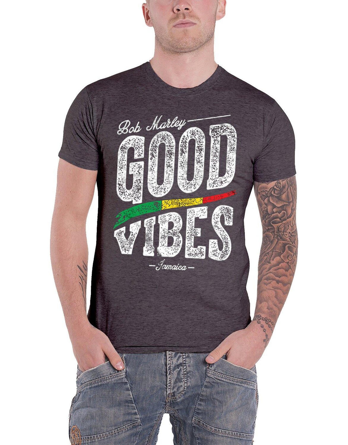 

Футболка Good Vibes Bob Marley, серый