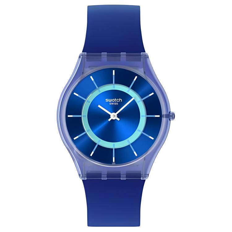 

SWATCH Часы SKIN Collection Quartz Movement Unisex Watch 34mm Blue Dial Bio Based Watch Case Silicone Strap, Blue Dial