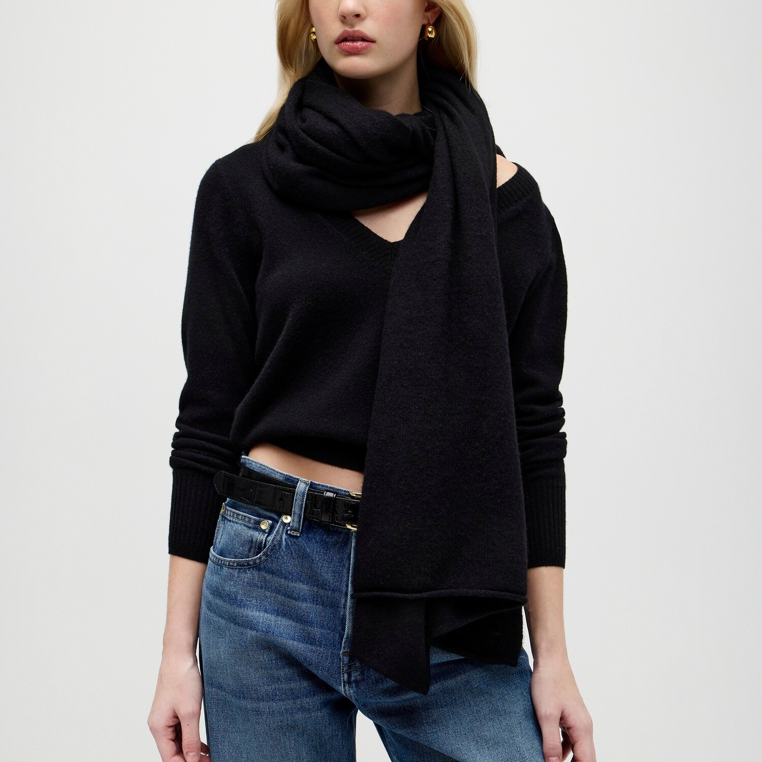 

Оверсайз кашемировый шарф J.Crew, черный