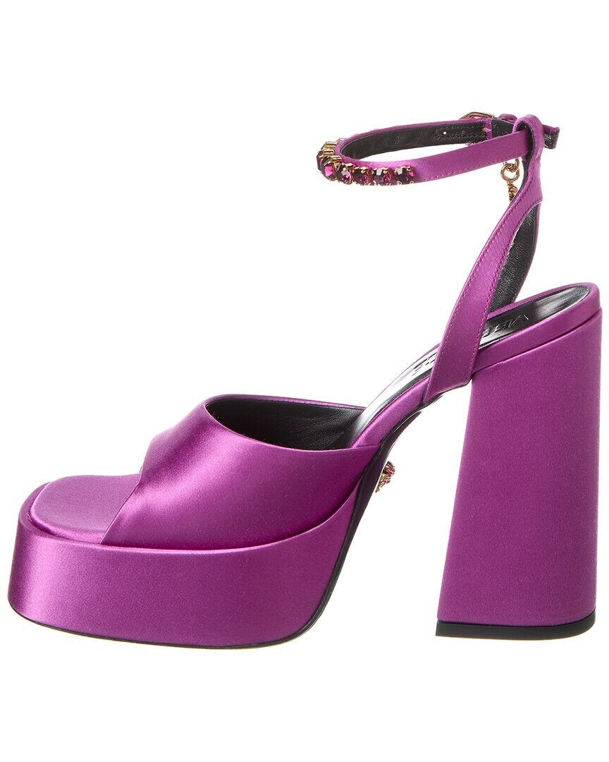 Versace Атласные сандалии на платформе Medusa, фиолетовый — фото 3