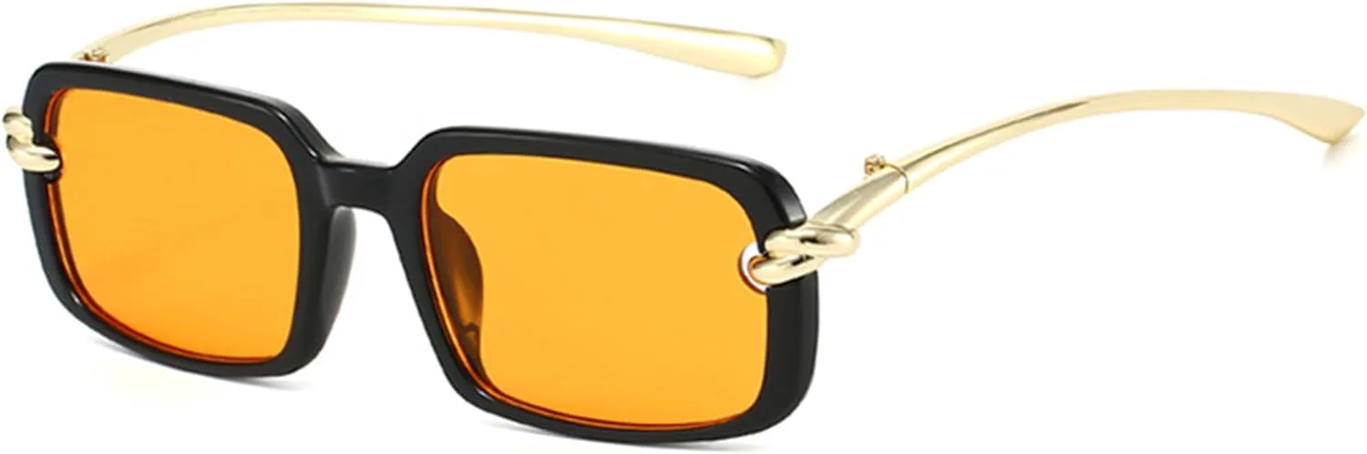 

Солнцезащитные очки Bullabulling в стиле ретро, ​​прямоугольные, для женщин и мужчин, с защитой UV400, маленькие квадратные, в винтажном стиле 90-х, Orange