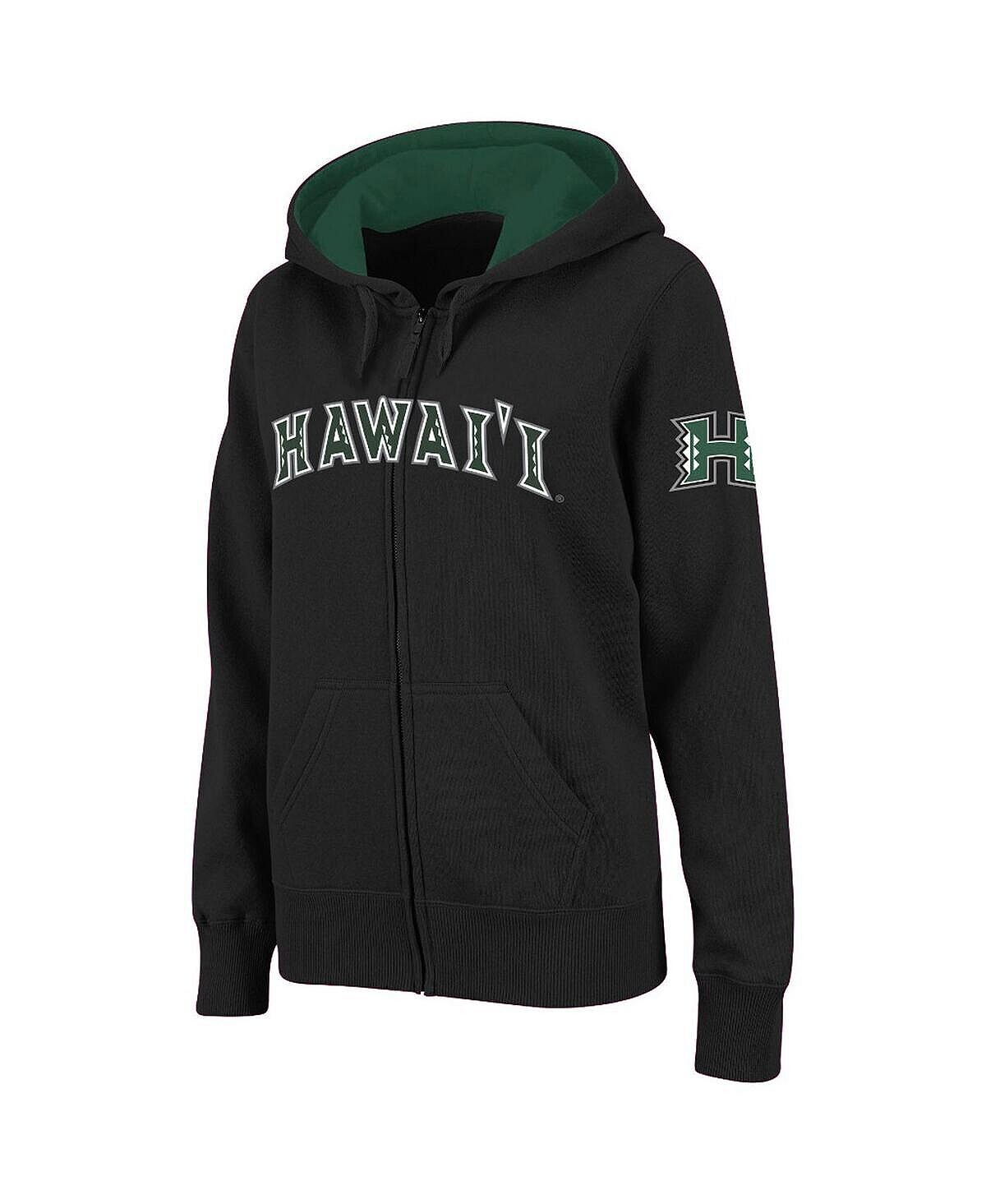 

Женская черная худи с молнией во всю длину и арочным именем Hawaii Warriors Stadium Athletic, черный