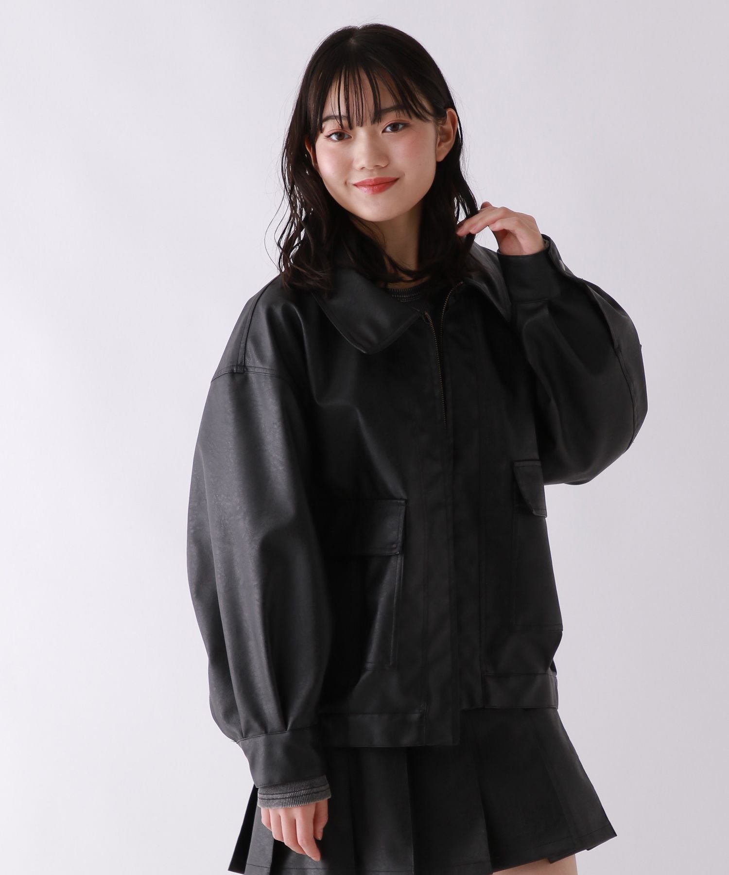 Куртка свободного кроя из искусственной кожи Repipi armario, Black 09