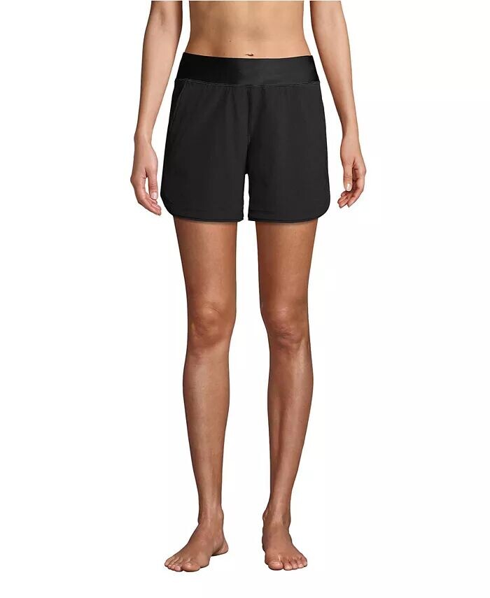 

Женские шорты Curvy Fit 5" Quick Dry Board Shorts Плавки Шорты с трусиками Lands' End, черный