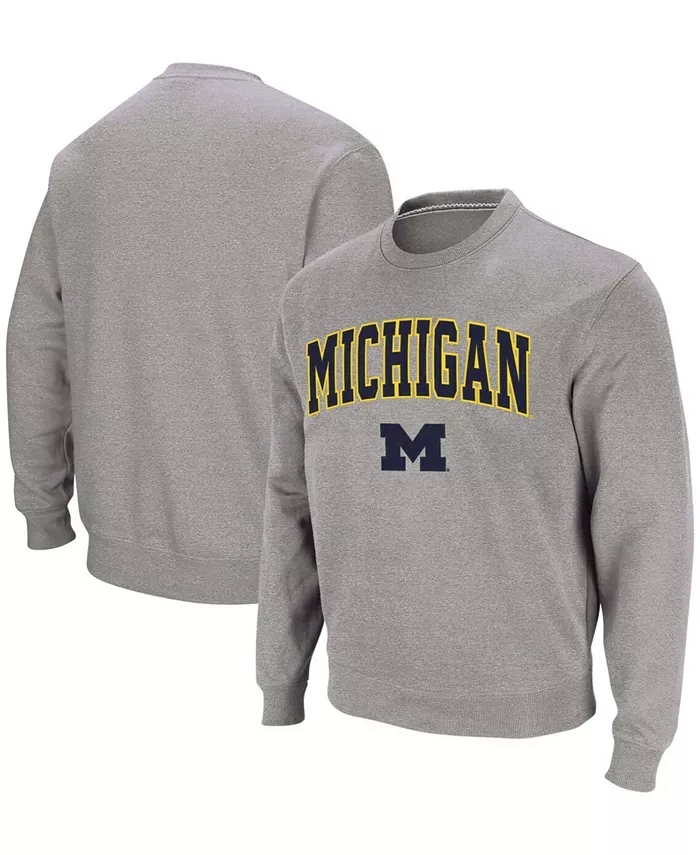 

Мужской свитшот с круглым вырезом Michigan Wolverines с аркой и логотипом Colosseum, серый