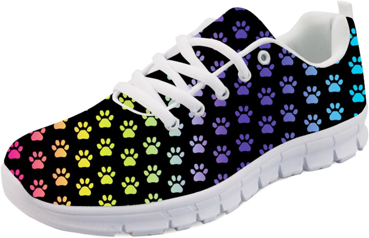

Кроссовки Forchrinse Sunflower унисекс для бега, женские и мужские, мягкие для ходьбы и бега, повседневные, для спортзала, спортивные, Rainbow Dog Paw Print