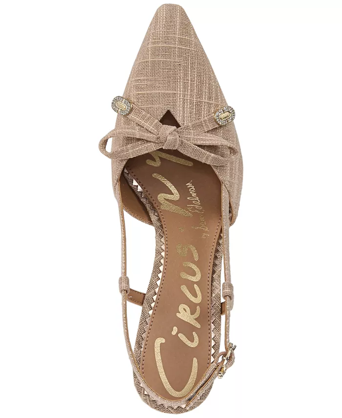 Женские туфли-лодочки Monica с острым носом и бантом на бретельке Circus Ny By Sam Edelman, загар/бежевый — фото 4