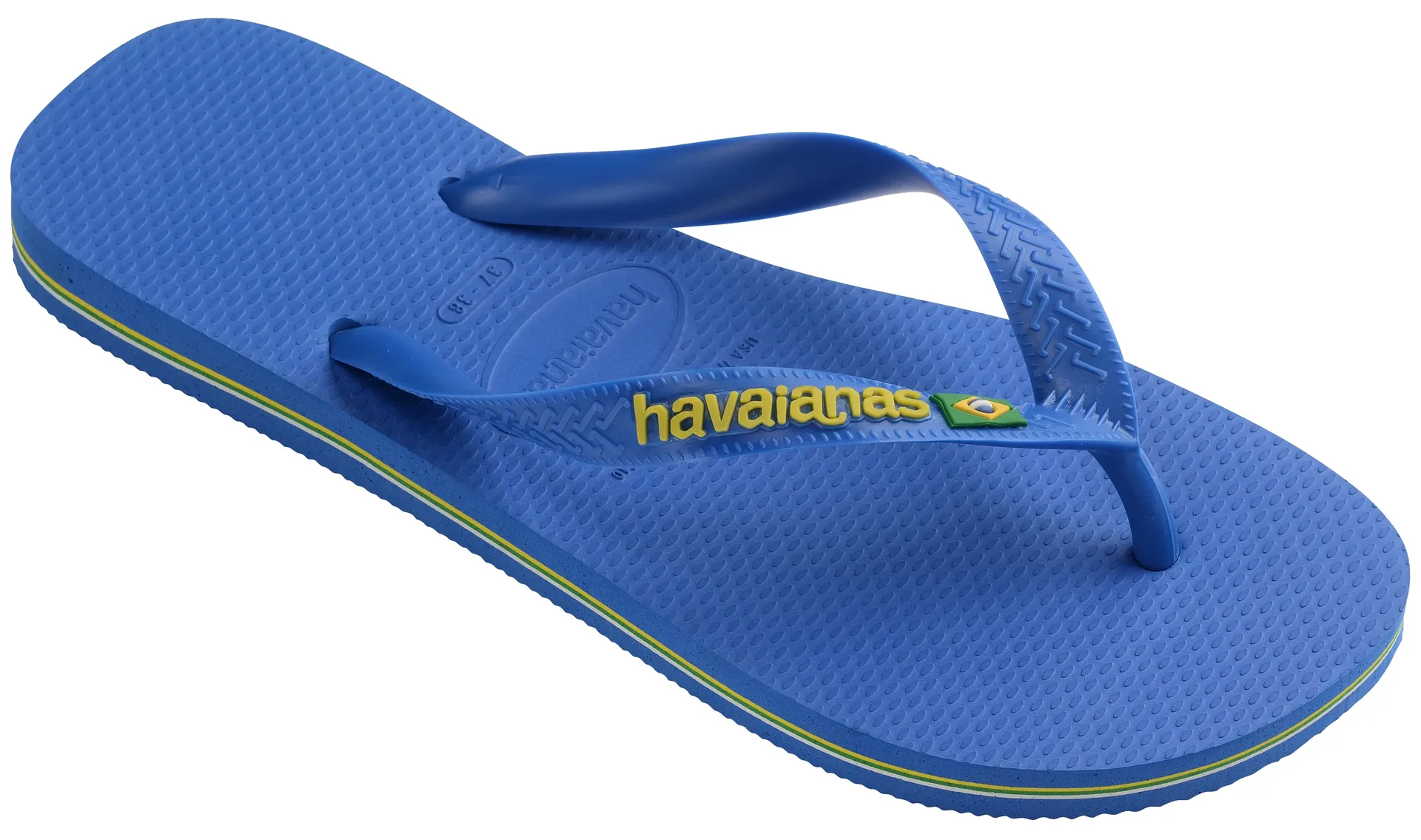 

Шлепанцы Havaianas "BRASIL LOGO NEON", летняя обувь, тапочки, туфли для бассейна с бразильскими деталями, синий