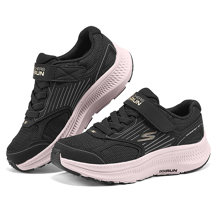 Skechers Kids Кроссовки для бега с низким верхом, амортизирующие, устойчивые к истиранию и скольжению, черные/розово-золотые, детские — фото 3