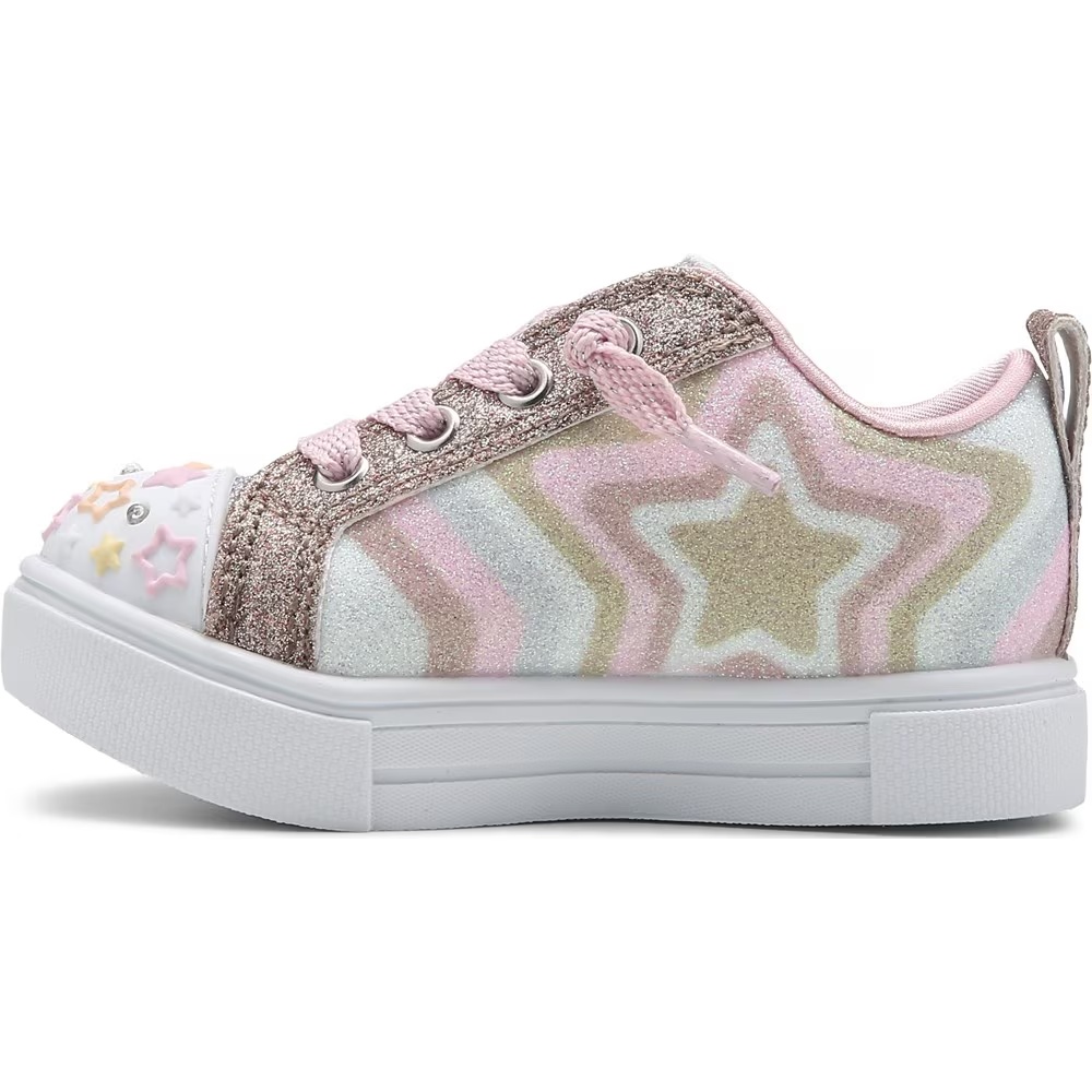 Детские кроссовки со светящейся подошвой Twinkle Sparks Skechers для малышей/маленьких детей, pink metallic sters — фото 2