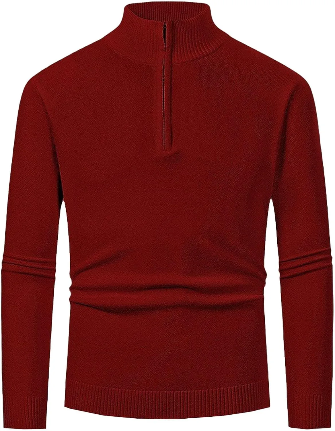 Мужской свитер с воротником стойкой и молнией на 1/4, легкий, slim fit