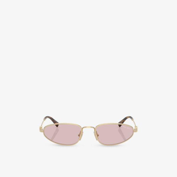 

Mu a52s овальные металлические солнцезащитные очки Miu Miu, золотой
