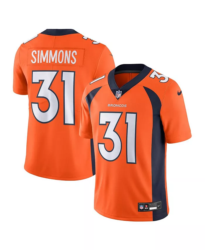 

Мужская ограниченная джерси Denver Broncos Vapor Untouchable Джастина Симмонса Nike, оранжевый